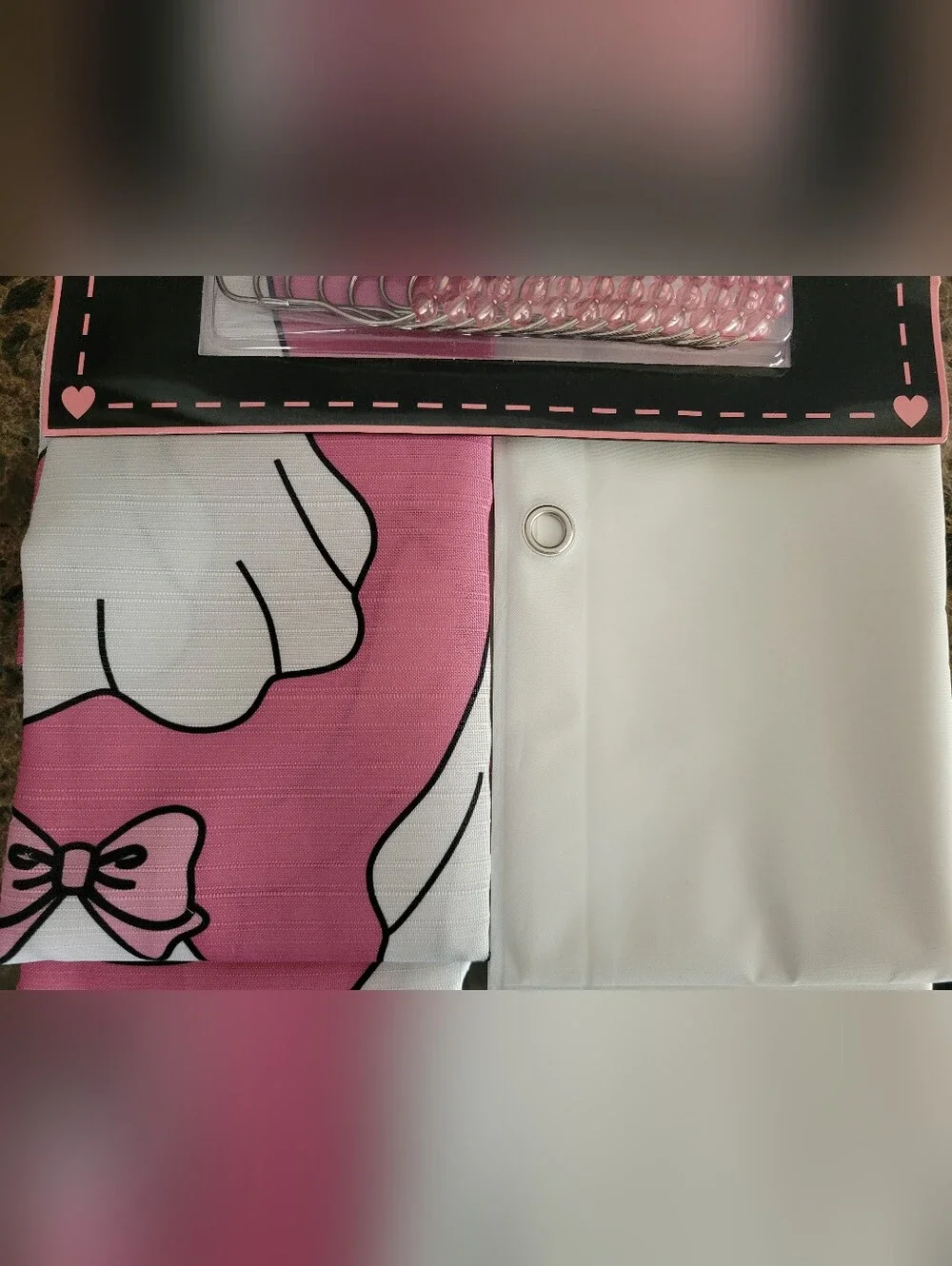 New Betsey Johnson Hey Boo Pink Ghost Shower Curtain Set White Bows